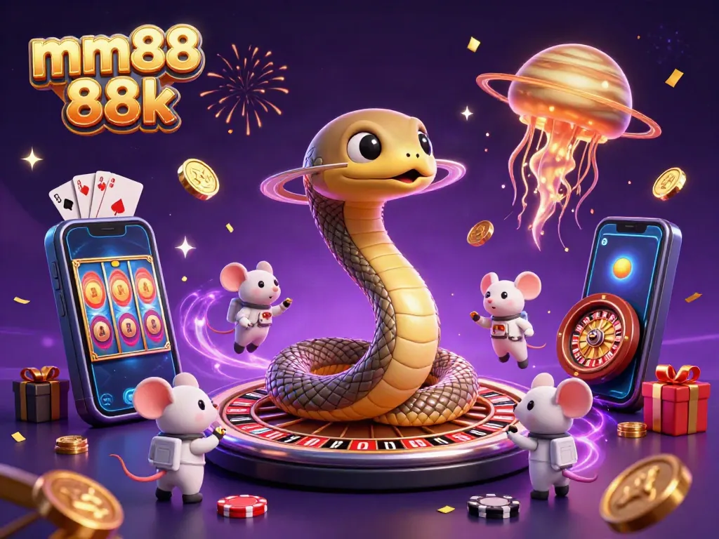 Engage in the thrilling mm88 88k casino adventure with whimsical cosmic elements and vibrant gaming visuals.