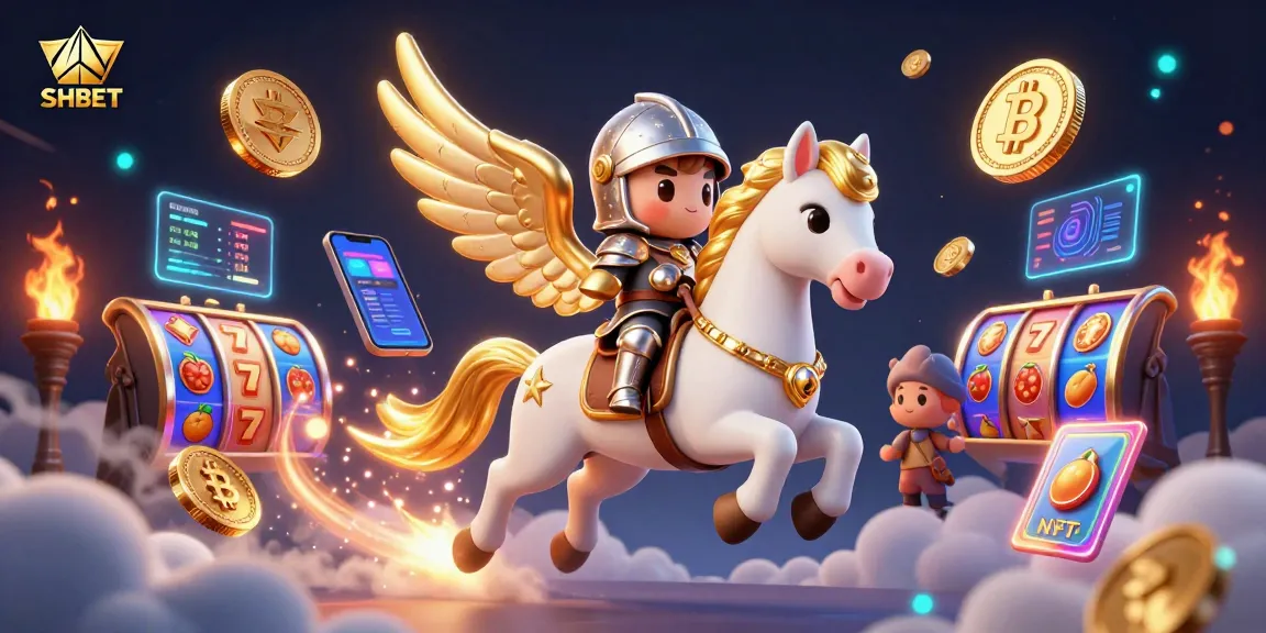 Experience thrilling gaming with SHBET, featuring a celestial horse and vibrant slot elements.