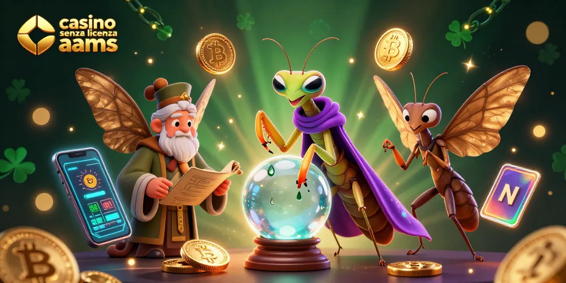 Engage with casino senza licenza aams through a vibrant 3D scene featuring fortune tellers and crypto elements.