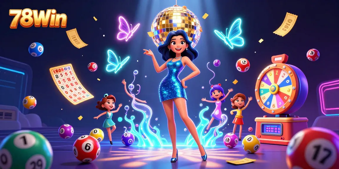Immerse yourself in the thrilling atmosphere of 78Win with this vibrant 3D casino scene showcasing dynamic lottery elements and engaging characters.