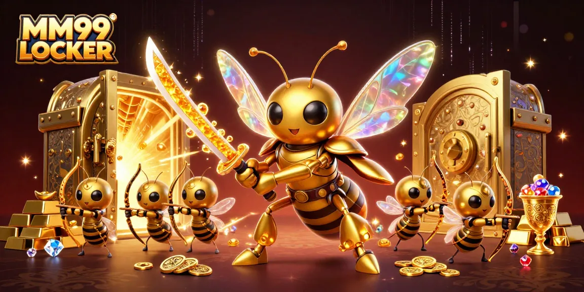 Win big at MM99 LOCKER with the golden hornet and treasure-filled casino scene