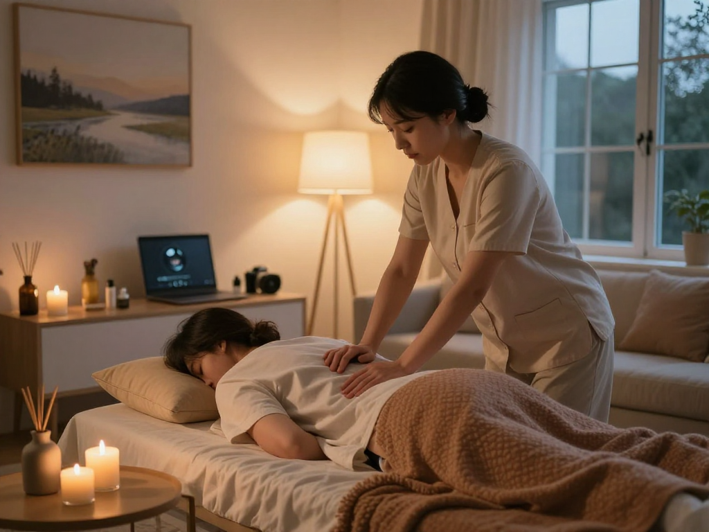 Experience 안산출장마사지 in a peaceful home environment during a soothing massage session.