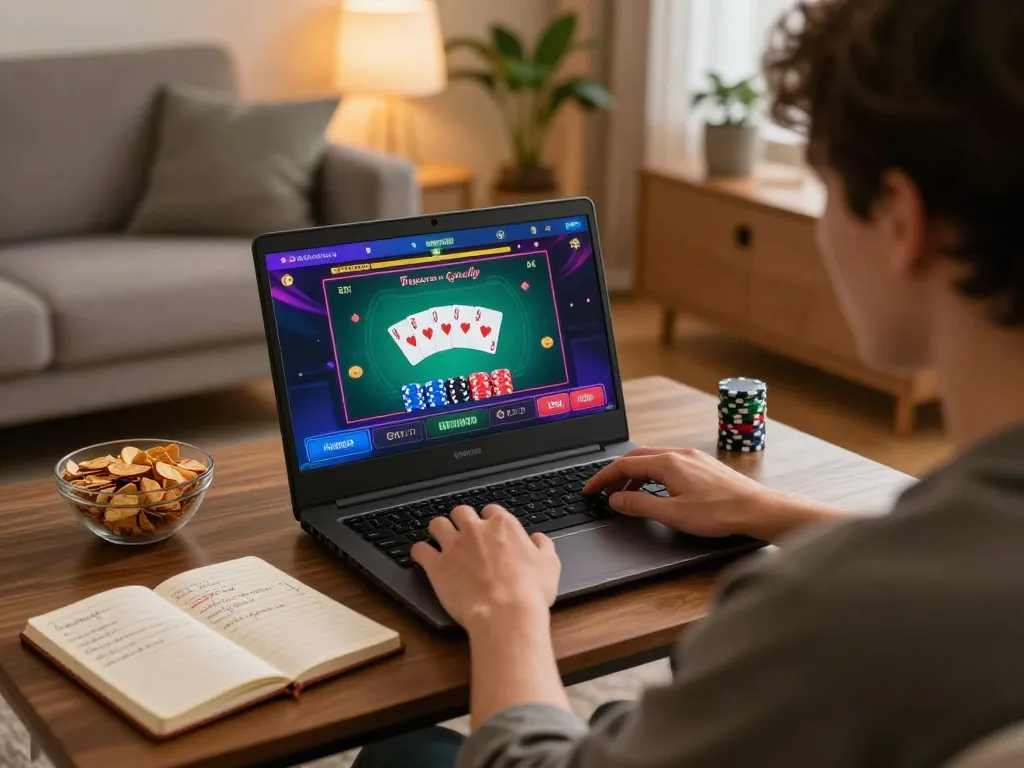 Users at nhà cái F168 engage in online gambling at home using laptop and smartphone apps.