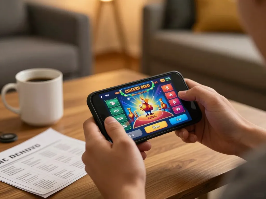 Coinvolgente gameplay mobile delle recensioni del gioco da casinò Chicken Road che evidenzia divertimento e strategia.